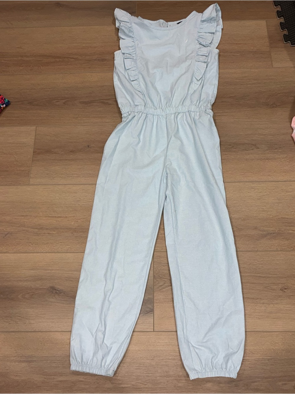 Nautica Girls Jumpsuit | Size 12/14 (Large) | Pale Blue Ruffle Detail | EUC